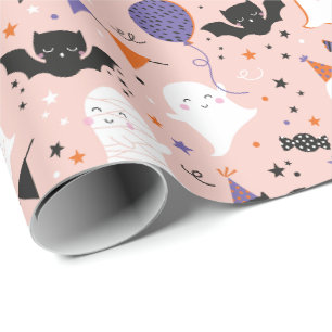 Cute Halloween fest Spöken och Fladdermus Presentpapper