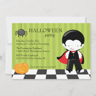 Cute Halloween fest vampyr och spindelinbjudan Inbjudningar