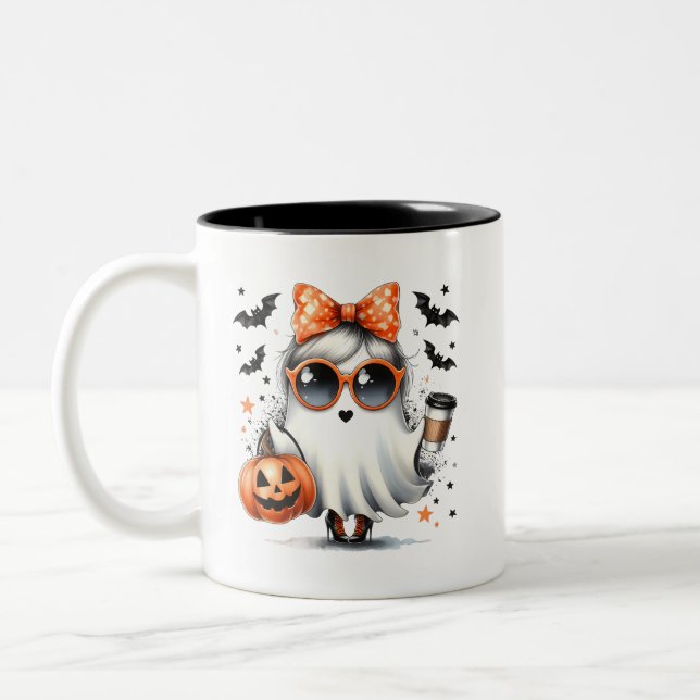 Cute Halloween Festive Coffee/Tea/Macha Två-Tonad Mugg (Vänster)