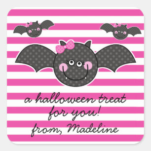Cute Halloween-Fladdermöss Fyrkantigt Klistermärke