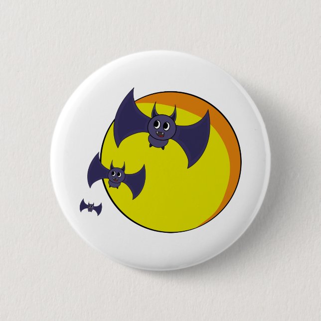 Cute Halloween-Fladdermöss och ett vackert fullt m Knapp (Framsida)