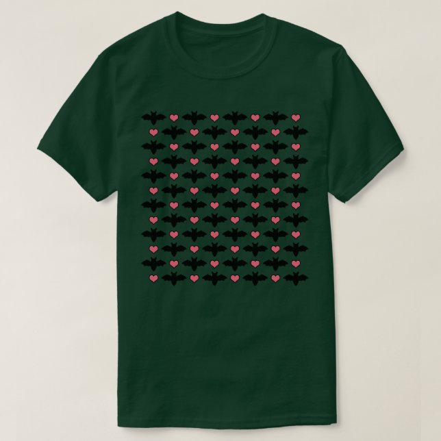 Cute Halloween-Fladdermöss och -hjärtan T Shirt (Design framsida)
