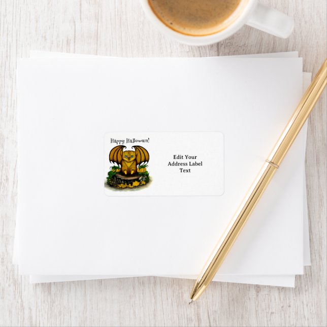 Cute Halloween Fladdermus Adressetikett (Insitu)