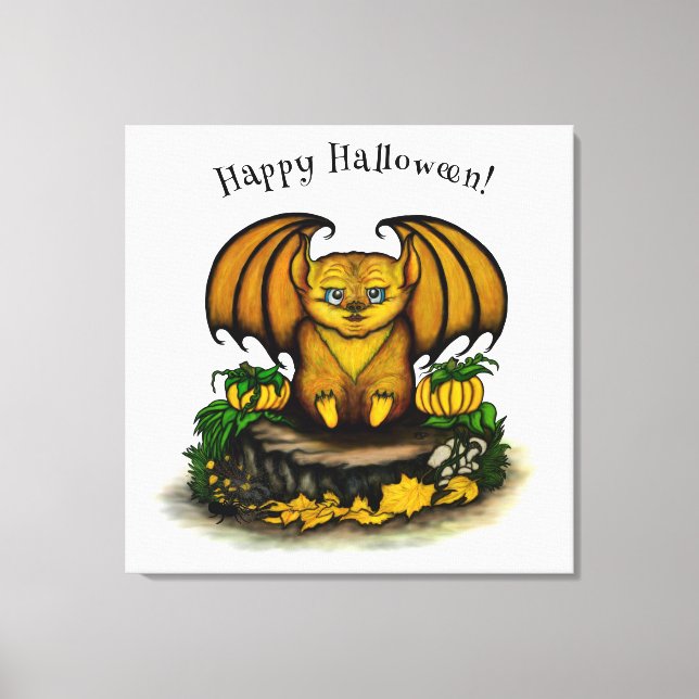 Cute Halloween Fladdermus Canvastryck (Framsida)