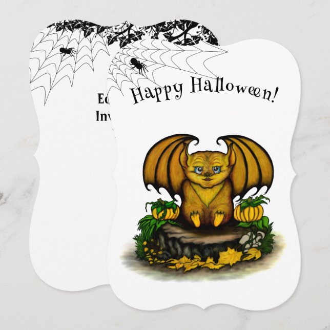 Cute Halloween Fladdermus Inbjudningar (Fram/baksida)