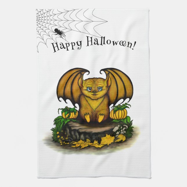 Cute Halloween Fladdermus Kökshandduk (Vertikal)