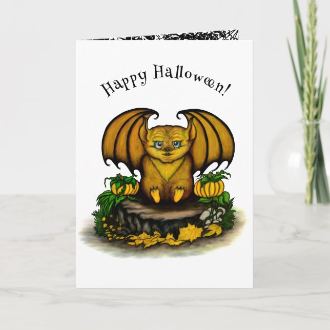 Cute Halloween Fladdermus Kort (Framsida)
