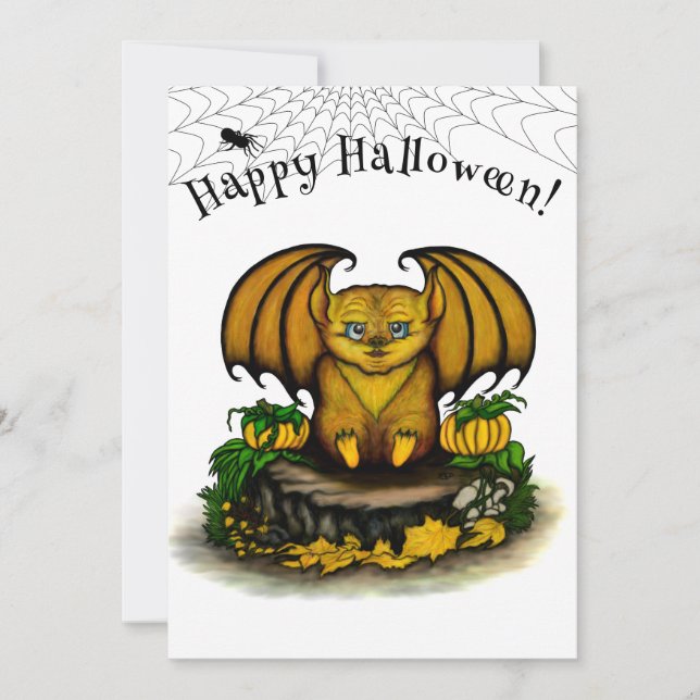 Cute Halloween Fladdermus Kort (Framsida)