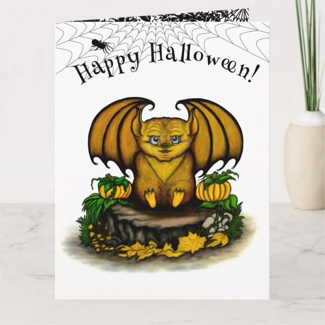 Cute Halloween Fladdermus Kort (Framsida)