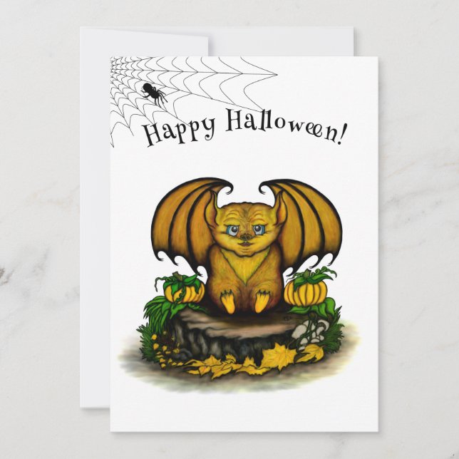 Cute Halloween Fladdermus Kort (Framsida)