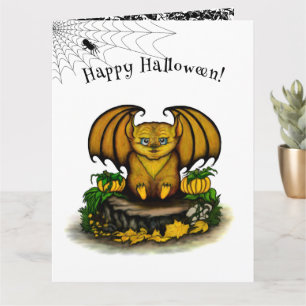 Cute Halloween Fladdermus Kort