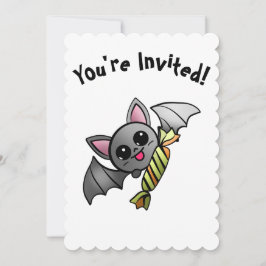 Cute Halloween Fladdermus med Candy Party Inbjudningar