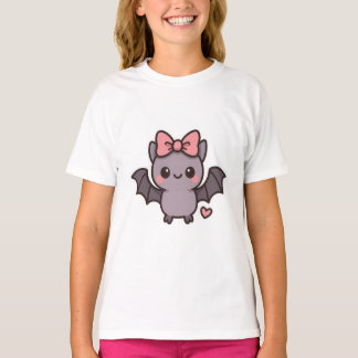 Cute halloween fladdermus med rosa båge t shirt