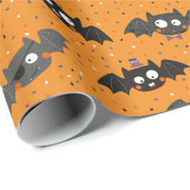 Cute Halloween Fladdermus med solglasögon och hatt Presentpapper