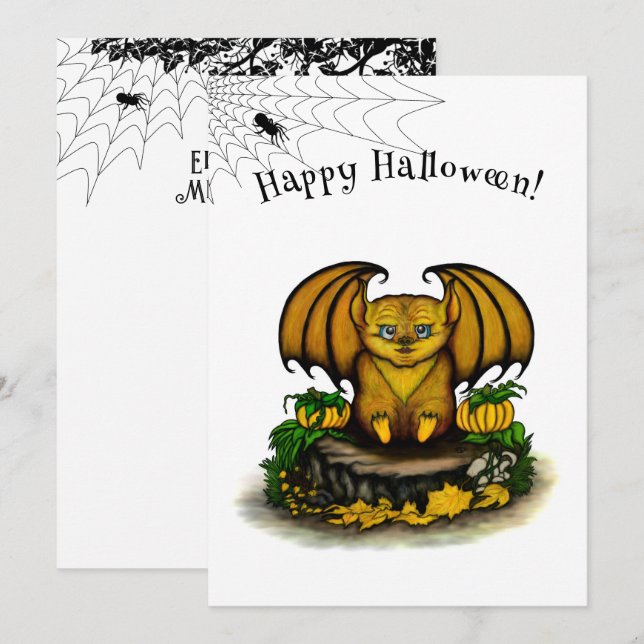 Cute Halloween Fladdermus Meny (Fram/baksida)