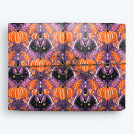Cute Halloween Fladdermus och Pumpkin Presentpapper