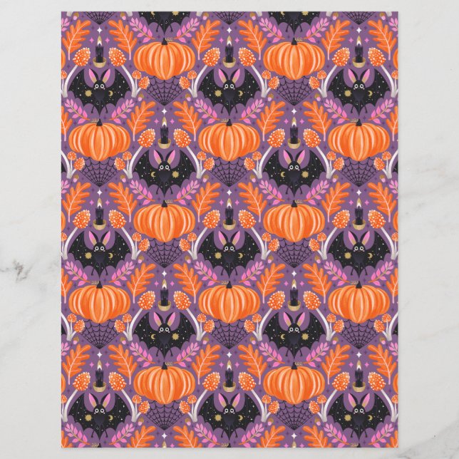 Cute Halloween Fladdermus och Pumpkin Scrapbook Pa (Framsida)