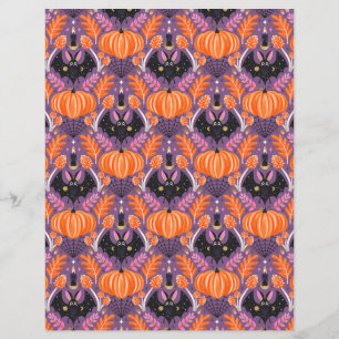 Cute Halloween Fladdermus och Pumpkin Scrapbook Pa
