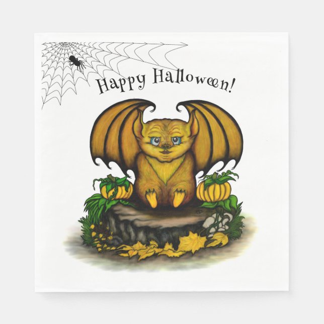 Cute Halloween Fladdermus Pappersservett (Framsidan)