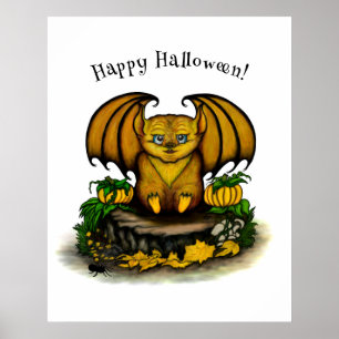 Cute Halloween Fladdermus Poster