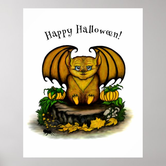 Cute Halloween Fladdermus Poster (Framsidan)