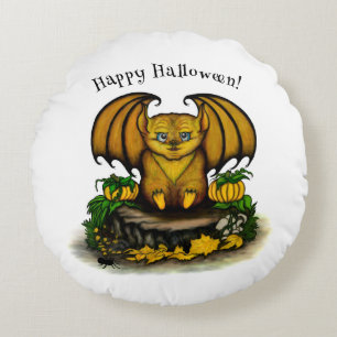 Cute Halloween Fladdermus Rund Kudde