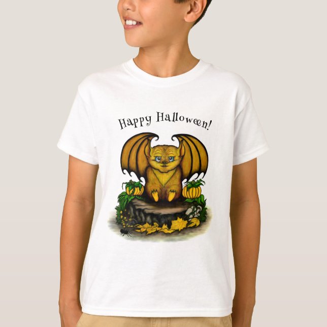 Cute Halloween Fladdermus T Shirt (Framsida)