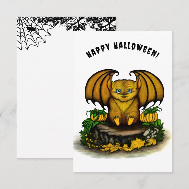 Cute Halloween Fladdermus Tilläggskort (Fram/baksida)