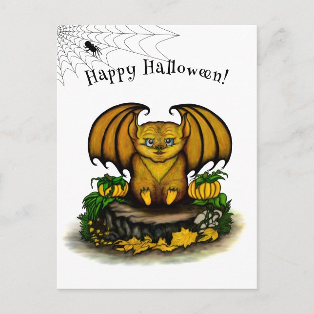 Cute Halloween Fladdermus Vykort (Framsida)