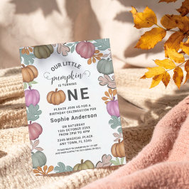 Cute Halloween & Foliage 1:a födelsedagen Pastel P Inbjudningar