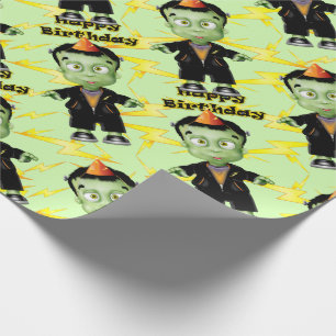 Cute Halloween Frankenstein Monster Födelsedagsfes Presentpapper