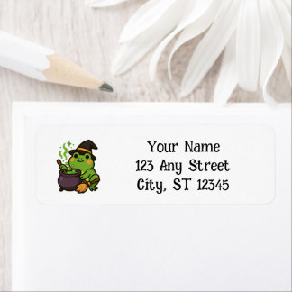 Cute Halloween Frog Returadress Etikett