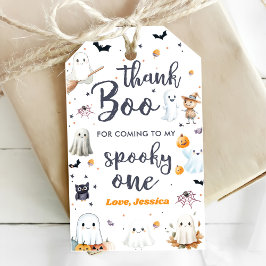 Cute Halloween Ghost 1:a Birthday Party Presentetikett