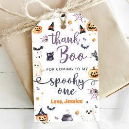 Cute Halloween Ghost 1:a Birthday Party Presentetikett