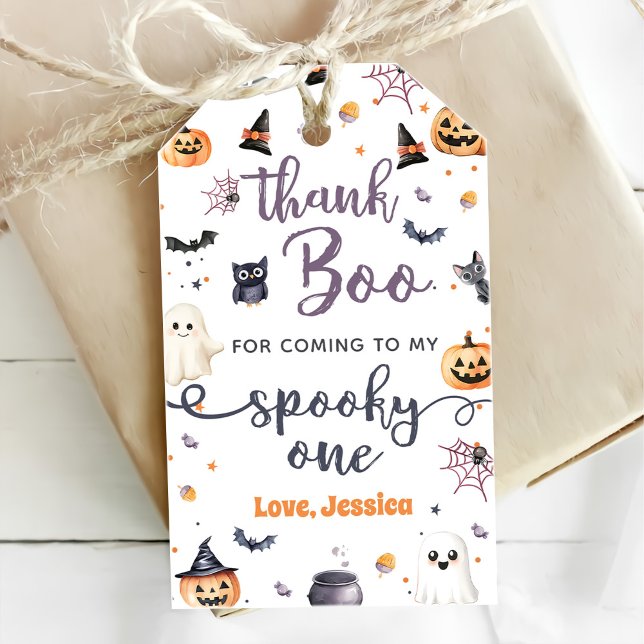 Cute Halloween Ghost 1:a Birthday Party Presentetikett (Skapare uppladdad)