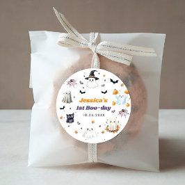Cute Halloween Ghost 1:a Birthday Party Runt Klistermärke