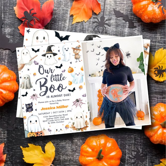 Cute Halloween Ghost Baby Shower Party Photo Inbjudningar (Skapare uppladdad)