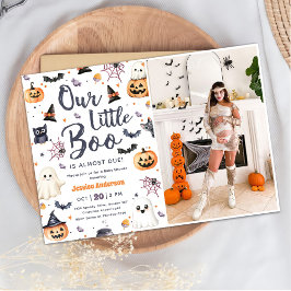 Cute Halloween Ghost Baby Shower Party Photo Inbjudningar