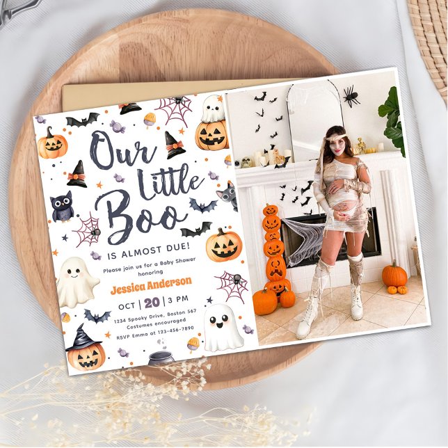 Cute Halloween Ghost Baby Shower Party Photo Inbjudningar (Skapare uppladdad)