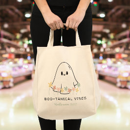Cute Halloween Ghost Blommigt Boo-tanical Anpassni Tygkasse