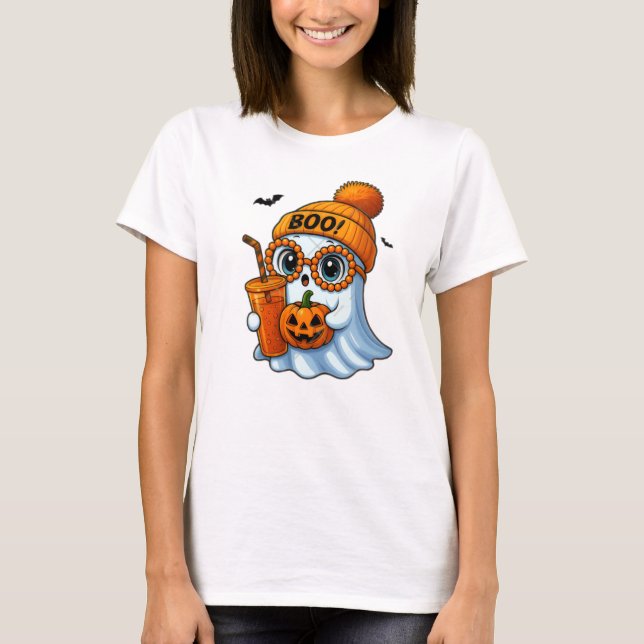 Cute Halloween Ghost Boo T-Shirt (Framsida)
