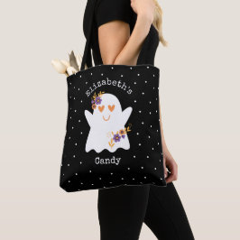Cute Halloween Ghost Bus eller godis Candy Tygkasse