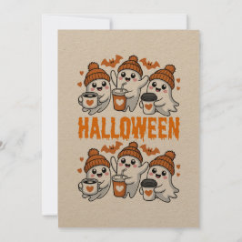 Cute Halloween Ghost Coffee Design Inbjudningar