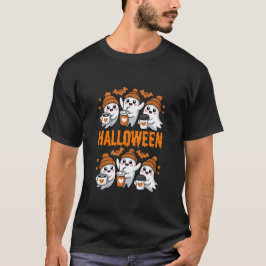 Cute Halloween Ghost Coffee Design T Shirt
