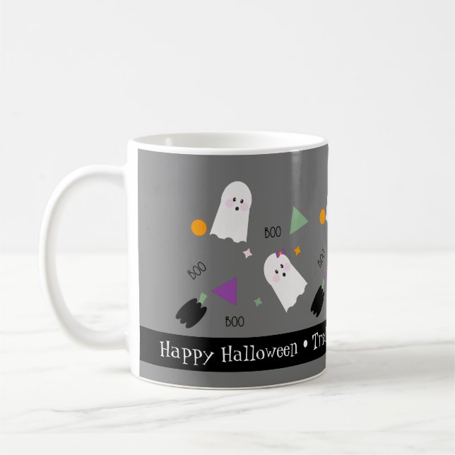 Cute Halloween Ghost Colorful Confetti Mix Kaffemugg (Vänster)