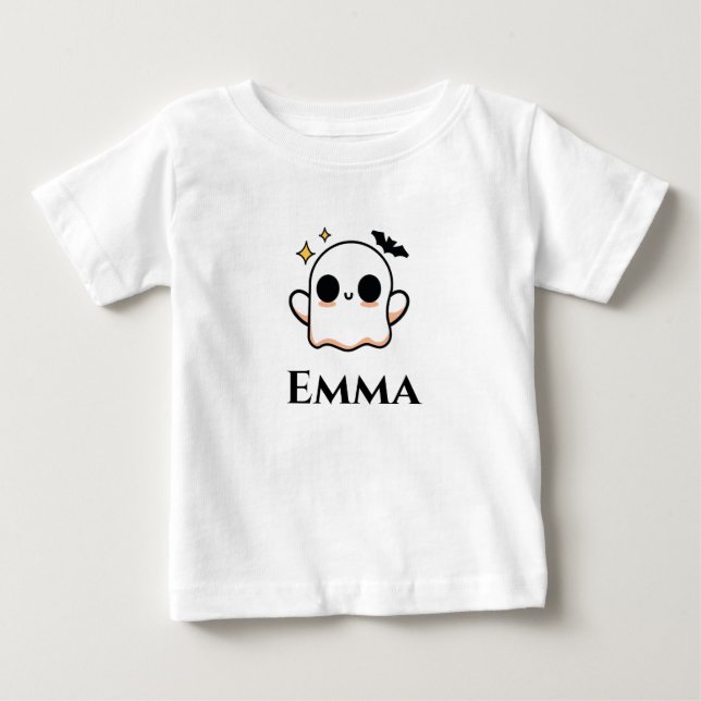 Cute Halloween Ghost customizable  T Shirt (Framsida)
