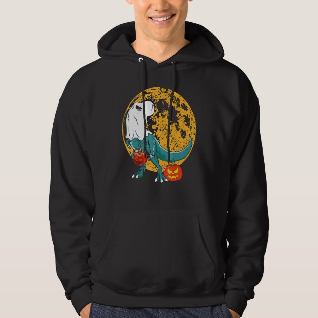 Cute Halloween Ghost Dinosaur rex Candy Småbarn Co Hoodie (Framsida)