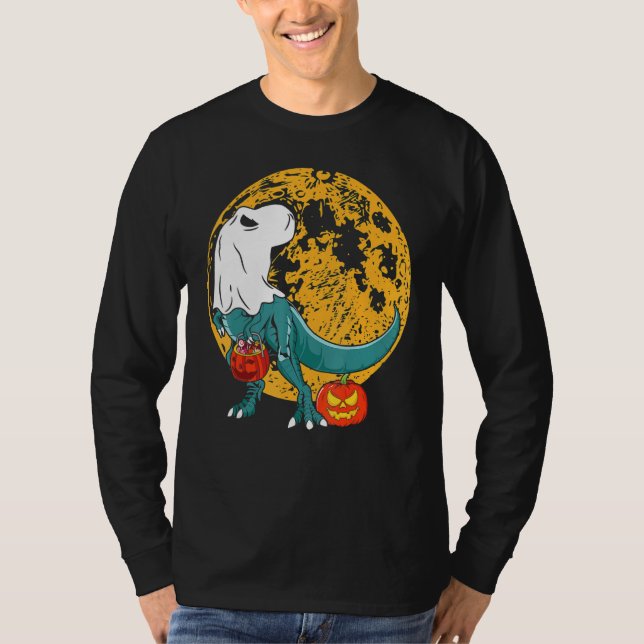 Cute Halloween Ghost Dinosaur rex Candy Småbarn Co T Shirt (Framsida)
