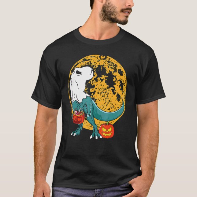Cute Halloween Ghost Dinosaur rex Candy Småbarn Co T Shirt (Framsida)