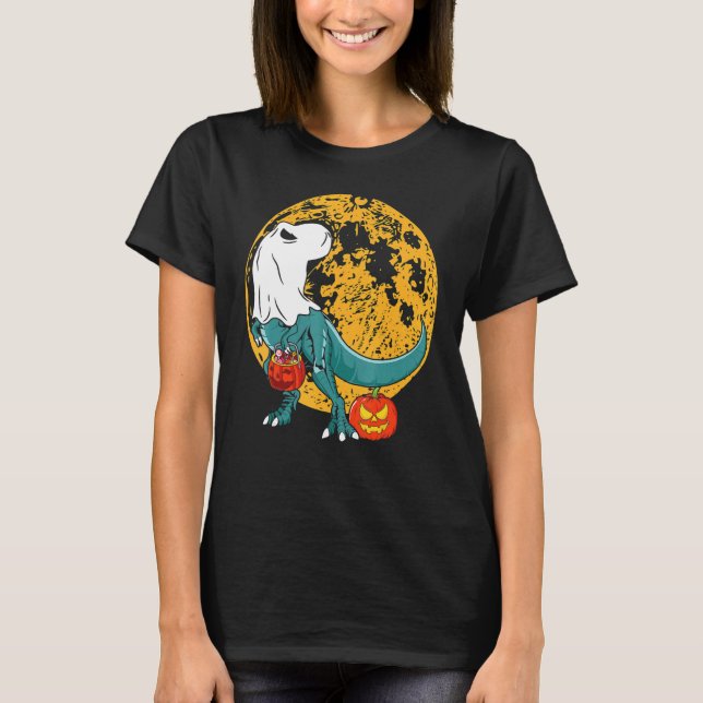 Cute Halloween Ghost Dinosaur rex Candy Småbarn Co T Shirt (Framsida)